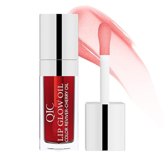 Hydrating Lip Glow Oil - Tinted Plumping Lip Gloss Long-Lasting Moisturizing Cherry Oil Lip Stain Transparent Nourishing Lip Care (Antique Pink)