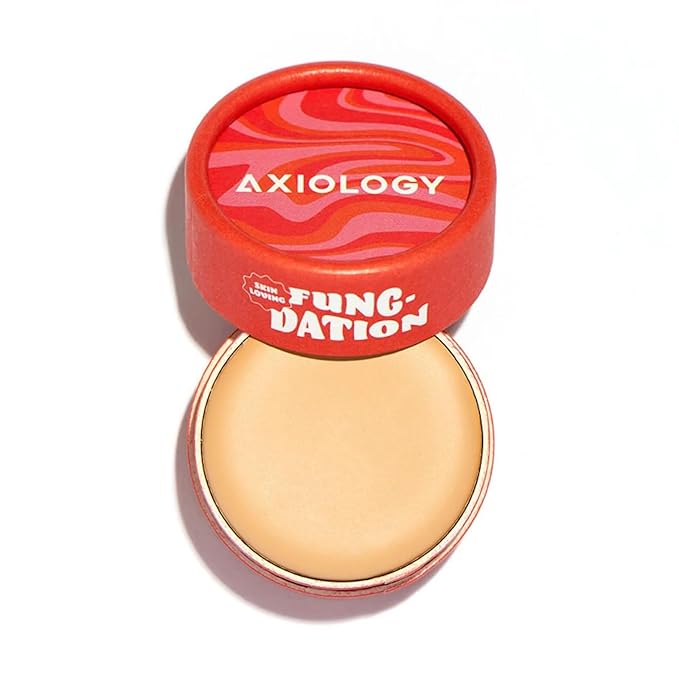 Axiology Fungdation Mushroom Foundation Face Makeup Creamy Wrinkle Defying Minimize Fine Lines Infused with Reishi Deep Hydration Natural Youthful Look Light to Medium Coverage 11.3g (Shade 3)