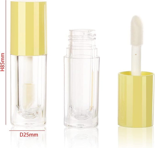 COSIDEA 30pcs Yellow Empty 6ml 0.2oz Lip Gloss Tubes with Big Doe Foot Wand，Round Lipgloss Containers，Concealer Tube Cosmetic Packing Container Bulk Wholesale