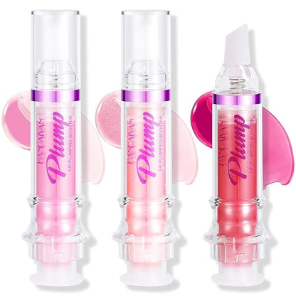 3 Colors Lip Plumping Booster, Spicy Lip Plumper Gloss Lip Plumping Oil, Ultra-Hydrating Nourishing Plump and Pout Lip Plumper, Glossy Finish Fuller Natural Lip Makeup Mother's Day Gifts-01#02#06#