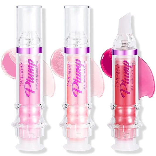 3 Colors Lip Plumping Booster, Spicy Lip Plumper Gloss Lip Plumping Oil, Ultra-Hydrating Nourishing Plump and Pout Lip Plumper, Glossy Finish Fuller Natural Lip Makeup Mother's Day Gifts-01#02#06#