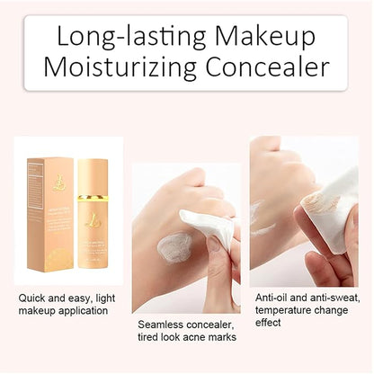 Foundation 4 in 1 - Medium Spectrum With SPF 50+,Full Coverage Concealer, Hydrating Color Changing Foundation Light Spectrum, Waterproof and Sweatproof Suitable for All Skin Types