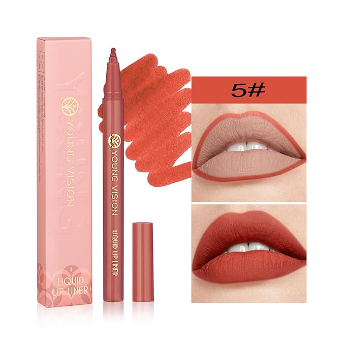 YOUNG VISION Gourd-Shaped Precision Liquid Lipstick & Lipliner - Nude Matte Perfection