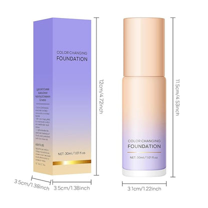 KYDA Purple Color Changing Foundation, Color Correcting CC Cream with Centella, Improve Dull Skin Tone, Lightweight Non-Greasy, Hydrating, Sheer Coverage, Multiuse Face Concealer with Natural Finish