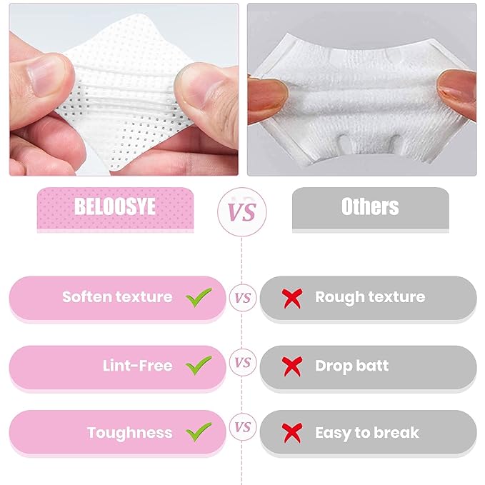 1000 PCS Lint Free Nail Wipes,Eyelash Extension Glue Wipes,Super Absorbent Soft Non-woven Fabric Adhesive Nail Polish Remover Wipe,Cleaning Pad Cloth for Lash Extension Supplies and Nail Polish Bottle