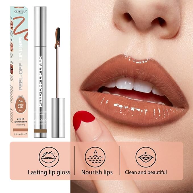 4Pcs Peel Off Lip Liner Stain Set - Long-Lasting, Smudge-Proof, Waterproof Nude Matte Lip Tint, Non-Fading Peel Off Lip Color, Effortless Precision & Full Coverage, 24H Color Hold