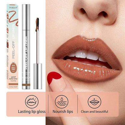 4Pcs Peel Off Lip Liner Stain Set - Long-Lasting, Smudge-Proof, Waterproof Nude Matte Lip Tint, Non-Fading Peel Off Lip Color, Effortless Precision & Full Coverage, 24H Color Hold