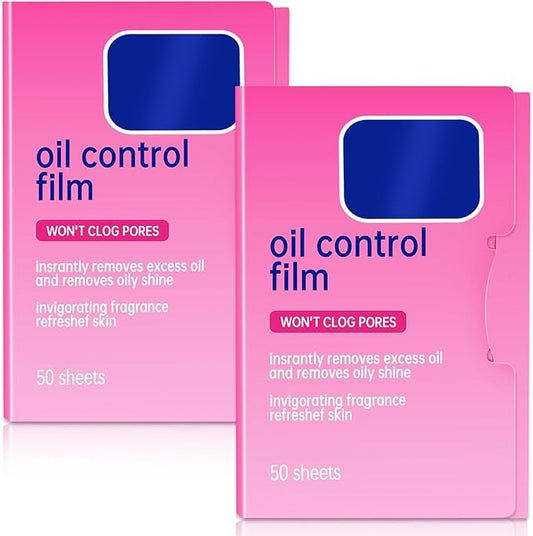 2 Packs Oil Blotting Sheets for Face (100 Sheets) - Oil Absorbing Blotting Papers for Oily Skin, Makeup-Friendly & Portable Oil Wipes