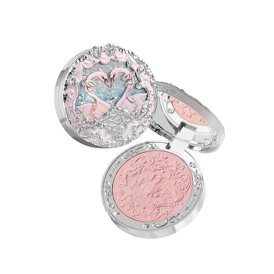 Flower Knows Swan Ballet Embossed Blush 02 Romanticism+Butterfly Cloud Collar Angled Powder Brush Frosty Wisteria