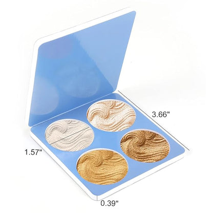 Boobeen Highlighter Palette - Powder Shimmer Highlighter Makeup Facial Illuminator Bronzer Palette - Waterproof Long Lasting