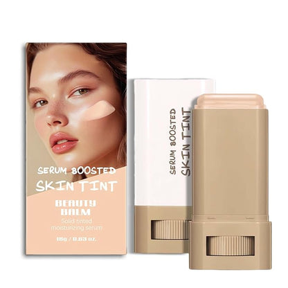 Foundation Stick Beauty Balm Serum Boosted Skin Tint, Solid Tinted Moisturizing Serum Contour Stick Foundation Face Stick for Women, Natural Finish Makeup