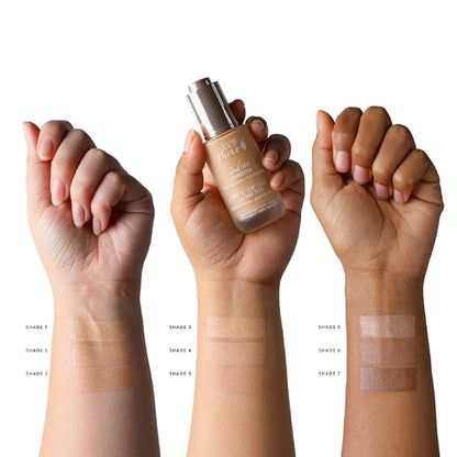 100% PURE 2nd Skin Lightweight Serum Foundation Anti-Aging Face Makeup - Blendable Coverage Liquid Hydration Boost for Soft Plumped Up Glow, Vegan Shade 1 (Neutral w/Yellow Undertone) - 1.18 Fl Oz