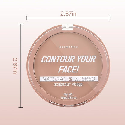 Boobeen 2 Packs Matte Finishing Pressed Powder Contour Palette, Waterproof and Oil-Control Face Contour Bronzer Powder, Non-Caking Natural and Long-Lasting Baked Setting Bronzer Makeup, 5 Colours