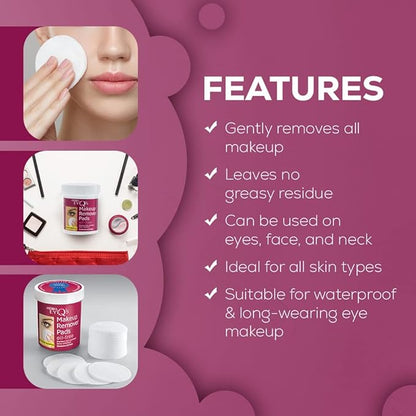 Andrea Eye Q's Oil-free Eye Makeup Remover Pads, 65-Count (Pack of 3)