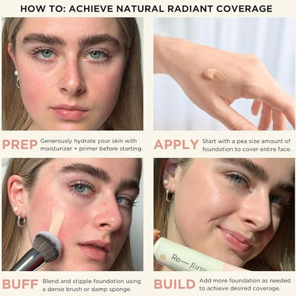 HALEYS Re-form Luminous Skin Foundation, VEGAN + CRUELTY-FREE, Blurs, Conceals, Blendable, Buildable Med-to-Full Coverage, Weightless, Oil-free, All-Day Wear, Hyaluronic Acid, All skin types (6.5)