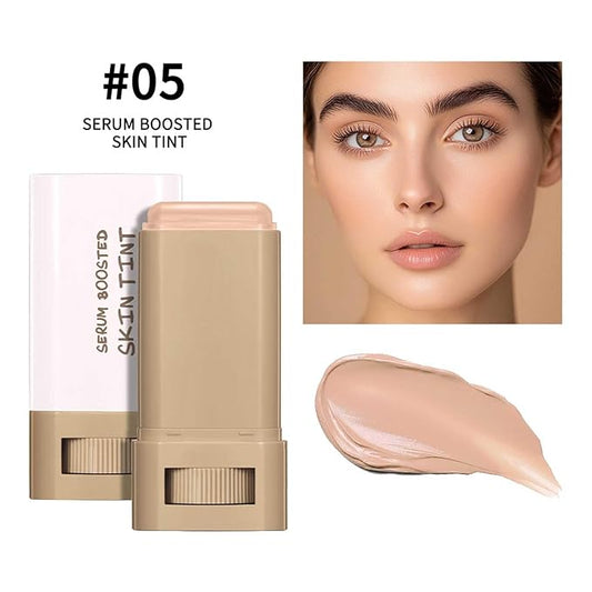 Foundation Stick Beauty Balm Serum Boosted Skin Tint, Solid Tinted Moisturizing Serum Contour Stick Foundation Face Stick for Women, Natural Finish Makeup