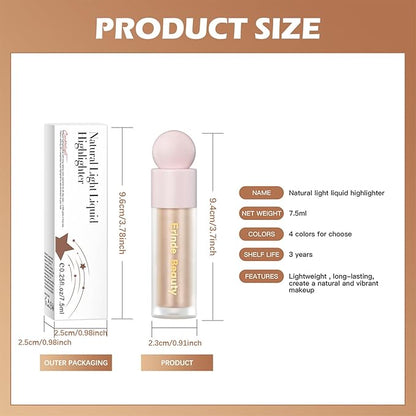 Erinde Liquid Highlighter - Face Highlighter Bronzer Makeup Stick, Natural Glossy Finish, Lightweight Blendable Cream Face Illuminator, Cruelty-free, 02# STARLIGHT