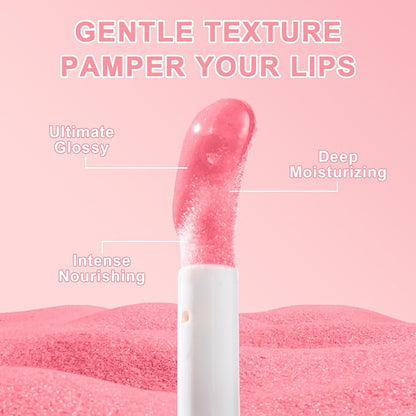 6 PCS Hydrating Lip Oil, Big Brush Head Lip Glaze Shiny Transparent Lip Glow Oil, Nourishing & Non-sticky Long Lasting Fresh Clear Smooth Lip Care Plumping Lip Oil (SET A)