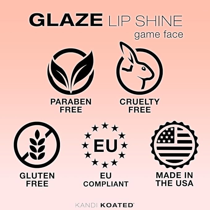 Kandi Koated Glaze Illuminating Lip Shine [Game Face] Lip Gloss | Hydrating Lip Glaze with Paraben-Free, Cruelty-Free Formula, Sheer Color | Beauty & Makeup