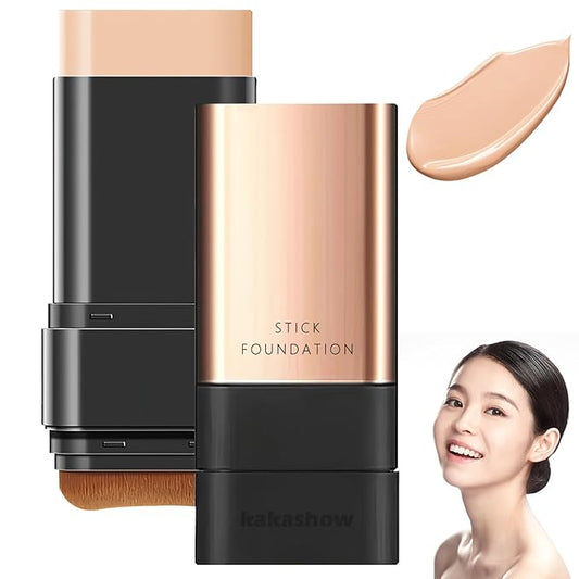 2 in 1- Luxury Anti-Wrinkle Foudation Stick,Double Head Foundation Make Up Stick,Korea Flawless Eraser Foundation Stick,Korean Hydrating Lightweight Foundation Stick with Brush(2Pcs,Natural)