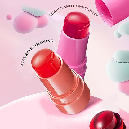 Jelly Blush Stick, Cream Blush & Tool 2-IN-1, Blendable Blushes Makeup For Eyes Lips Cheeks, Color Balm Natural and Creamy #SPLASH