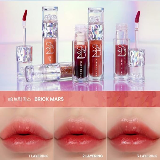 Endluster Tint | Water Tint Long-Lasting Moisture Lips Stain, Vivid Color Lip Tint, High Pigment Color, Coated with Argan Oil (#8 Brick Mars, 3.9g)