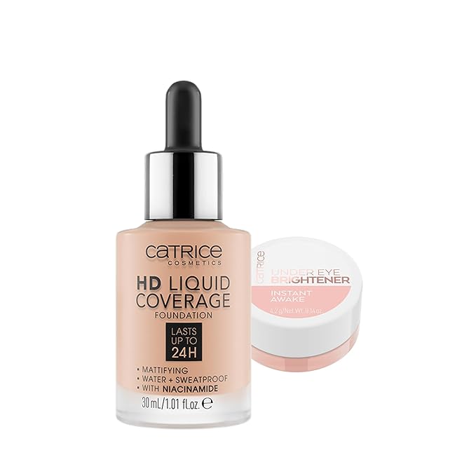 Catrice | HD Liquid Coverage Foundation 20 & Under Eye Brightener 10 Light Rose | Full Coverage Makeup | Vegan & Cruelty Free