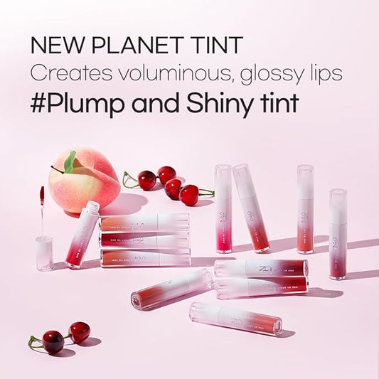 New Planet Tint | Clear Glow Tint Non-Sticky Lightweight Hydrating Long-Lasting Shine High Pigmented Volumizing Moisturizing Natural Lip Stain (#02 Peach Planet, 4.1g)
