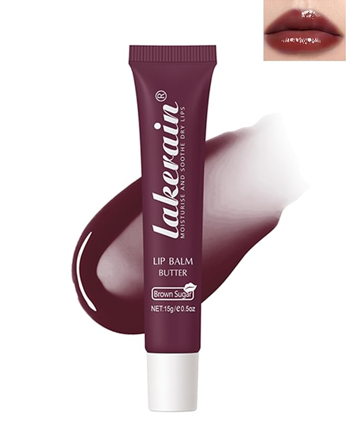 Lip Butter Balm Brown Sugar, Hydrating Tinted Butter Lip Gloss,Clear Lip Mask Lip Care Moisturizer,Smooth Lip Treatment,Non-Sticky Jelly Glow Reviver Lip Oil,Women's Day Makeup Gift for Women-03