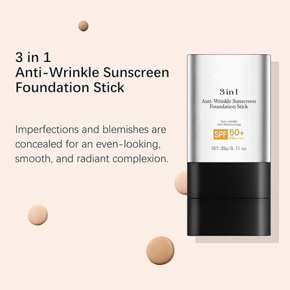 3 In 1-Foundation Stick, Flawless Eraser Foundation Stick With Brush, SPF 50++++ Multi-Use Makeup Lightweight, Moisturizing Double (Dark)