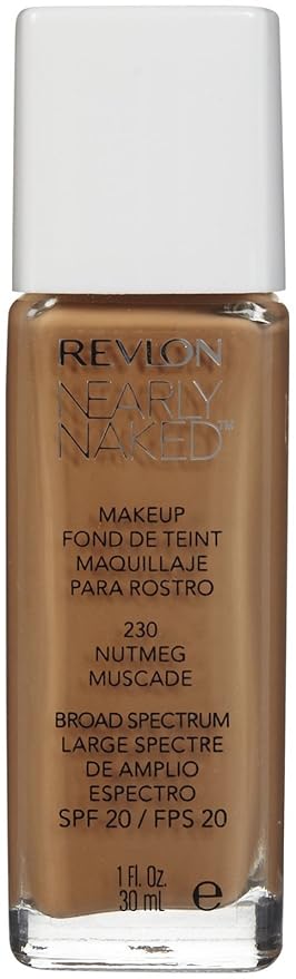 Revlon Nearly Naked Liquid Makeup Broad Spectrum SPF 20, #230 Nutmeg, 1 Fluid Ounce
