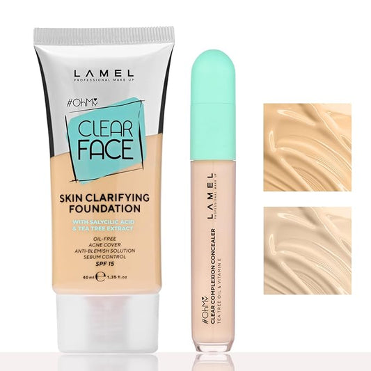 Clear Face Complexion Duo: Foundation 402 & Concealer 401 for Light Skin