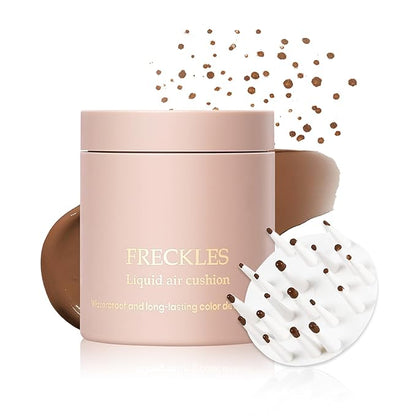 Freckle Pen Fake Freckle Stamp Natural-Looking Quick Dry Cover Blemishes Waterproof Long Lasting Faux Freckles Cushion for Trendy Wild Sunburn Nude Makeup #Saddle Brown