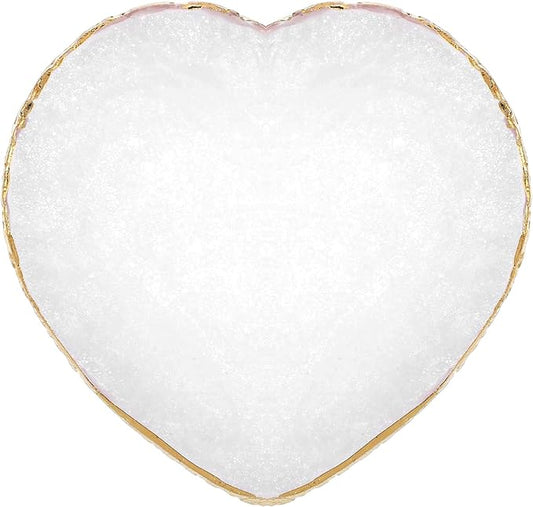 Resin Nail Art Palette, Heart Nail Palette, Nail Pallet for Nail Art with Gold Edge, Pink Nail Polish Tray, Nail Polish Mixing Plate for Nail Art Display Cosmetic Mixing