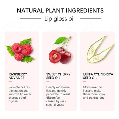Plumping Lip Gloss, Hydrating Lip Gloss Tinted Lip Balm, Big Brush Head Glitter Shine, Long Lasting Nourishing Non-sticky Fresh Texture, Black