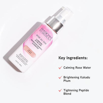 Physicians Formula Rosé All Stay Illuminating Setting Spray For Makeup, Oil-Free, Alcohol-Free, Antioxidants | Dermatologist Tested, Clinicially Tested