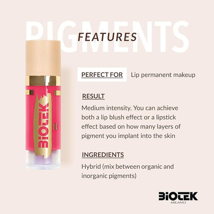 Biotek Lip Pigment for Permanent Makeup - Bright Hot Pink Lip Color - Made in Italy - Bite 0,61 fl.oz.