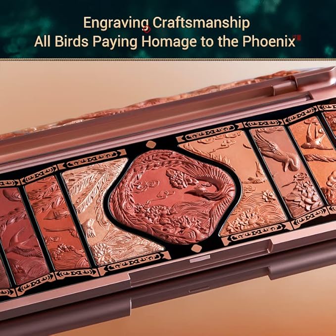 FLORASIS Floral Engraving Phoenix Makeup Palette Makeup Long Lasting Blendable Natural Eyeshadow Palette for Women (02 Retro Brown)