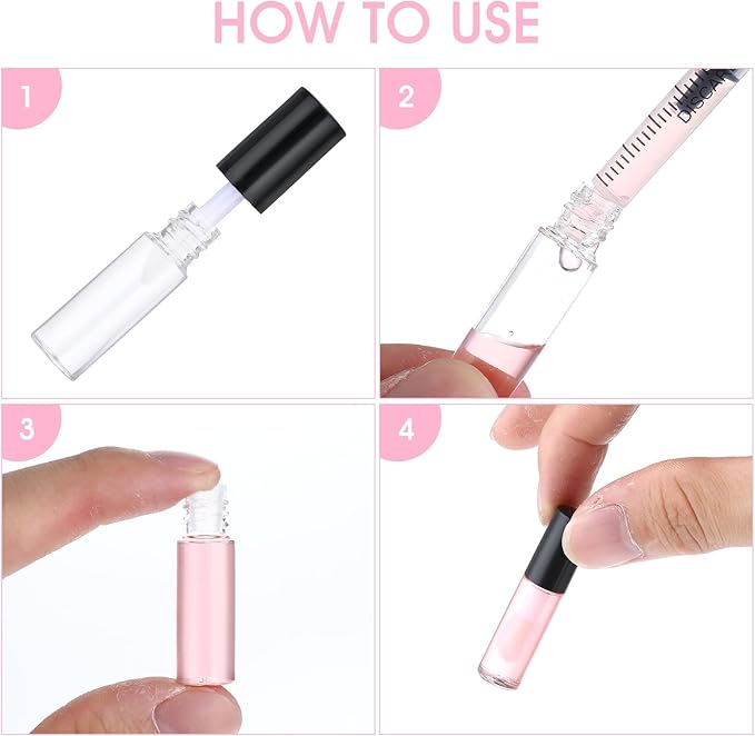 Mini Lip Gloss Tubes, 100 Pcs Refillable Lip Balm Bottle Transparent Empty Containers Travel Personal Cosmetic Inserts Cosmetic Tools Mini Lipstick Containers for Women DIY Makeup