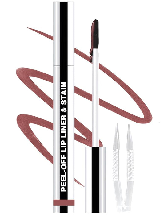 Lip Liner Stain Peel Off with Tweezer, Long Lasting Matte Lip Tattoo, Highly Pigmented Color Lip Tint Makeup, Waterproof, Transfer-proof Lipstain for Women, for All Skin Types