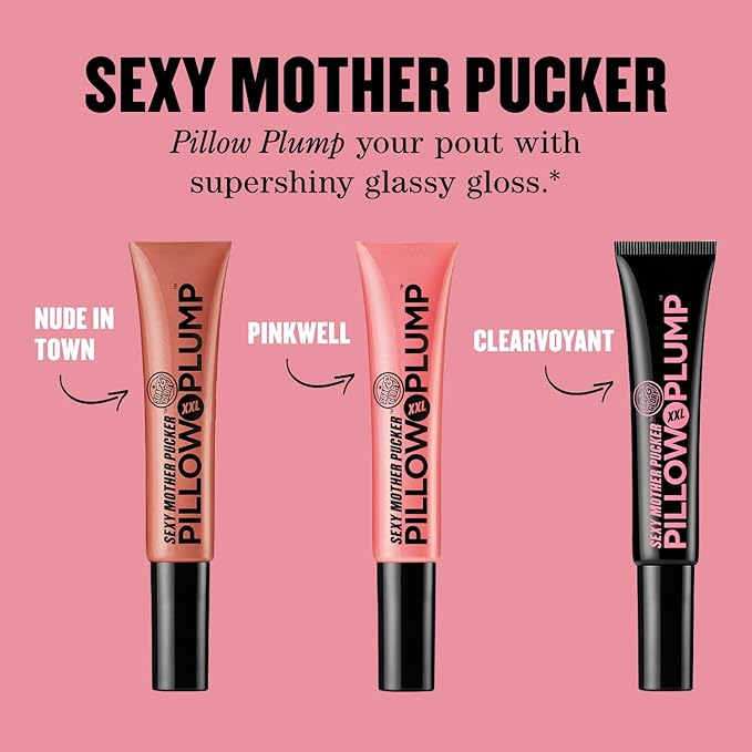 Soap & Glory SMP XXL Pillow Plump Lip Gloss - Hydrating, Plumping Lip Gloss for Full, Volumized Lips - Lip Plumper with a Chocolate Orange Scent & Vegan Formula - Nude In Town (10ml)