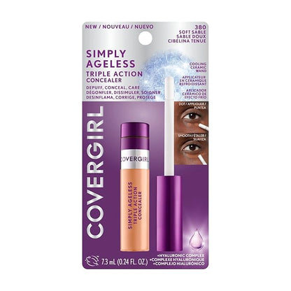 COVERGIRL Simply Ageless Triple Action Concealer, Soft Sable, Shelf Pack of 2