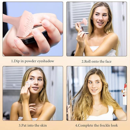 Silicone Freckle Stamp, Portable Fake Freckle Stamp, Faux Freckles Waterproof, Updated Freckles Applicator, Freckle Stamp for Natural Freckles Makeup Tool（Pink）