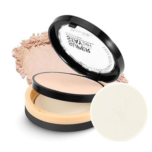 Boobeen Oil Control Face Pressed Setting Powder Compact, 24 Hour Long Lasting Translucent Setting Powder, Lightweight Matte Foundation Makeup for Conceal Pores and Lines With Puff and Mirror