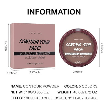 5-Color Matte Makeup Powder Compact, Long-Lasting Waterproof Foundation, Oil-Control, Non-Caking (5#, 1 Count (Pack of 1))