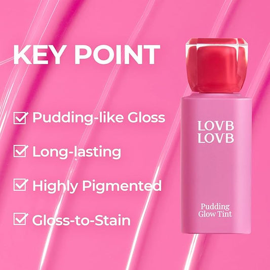 Pudding Glow Korean Lip Tint (05 PINK LAMP) + Crystal Dewy Lip Gloss (01 PINK DOLPHIN) | K-Beauty Lip Duo | Long-Lasting & Glossy | Everyday Lip Combo | Lip Glow Set