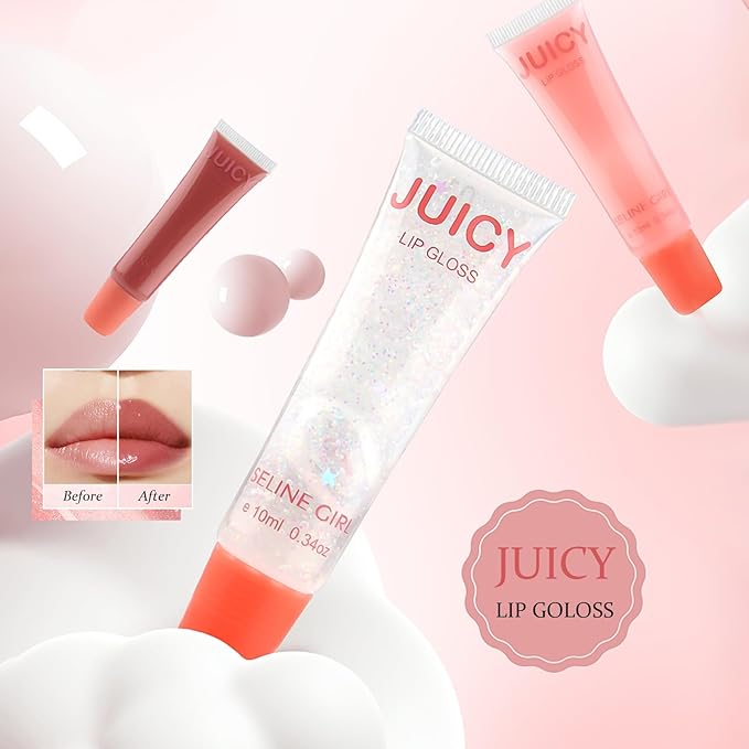 Juicy Lip Gloss, Lipgloss for Women and Girls, Lip Plumper, Lip Makeup Hydrating, Tinted Lip Balm, Colorful Lipgloss Moisturizing and Vibrant #rose pink