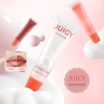 Juicy Lip Gloss, Lipgloss for Women and Girls, Lip Plumper, Lip Makeup Hydrating, Tinted Lip Balm, Colorful Lipgloss Moisturizing and Vibrant #nude