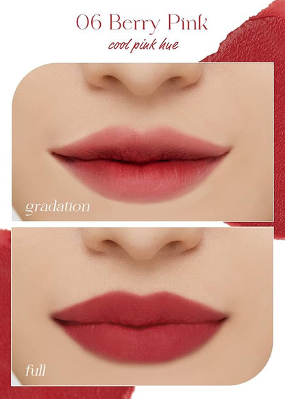 I'M MEME Lip Stain - Color Key Ring Velvet Tint - Gift, Highly-pigmented, Long Lasting, Travel-Friendly, Velvet Finish, 06 Berry Pink, 2.8 g