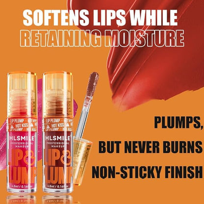 3 Colors Duck Lip Plumper Gloss, Glitter Shine Primer Lip Tint Korean Clear Plumping Lip Gloss, No Sticky Sexy Lip Gloss, Hydrating Lip Glow Oil Plumping Gloss Tinted Lip Balm (Set B)